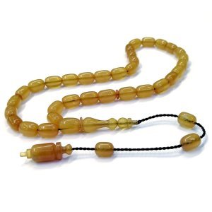 Sistemli Püsküllü Kapsül Kesim Açık Sarı Renk Sıkma Kehribar Tesbih