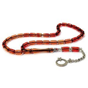 Kapsül Kesim Şeffaf Kırmızı Renk Ateş Kehribar Tesbih