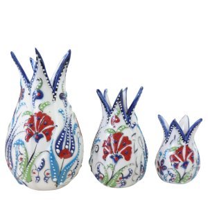 Oğuz Çini Kırmızı Karanfil Lale Takımı