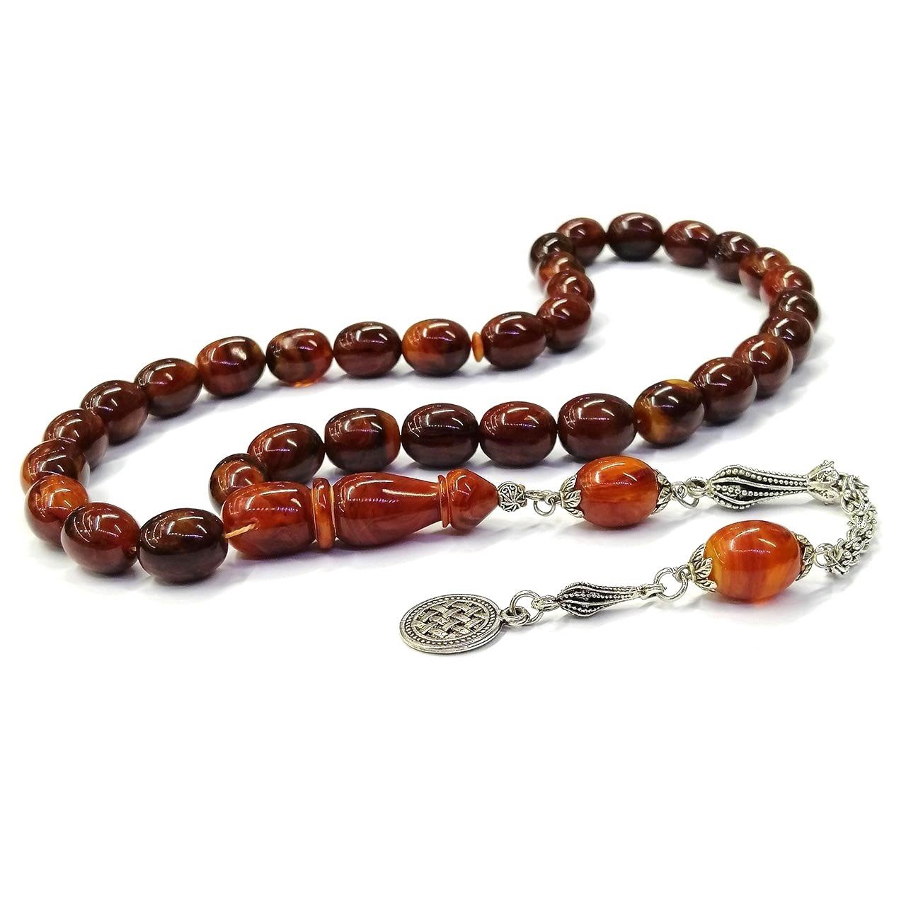 Yumurta Kesim Kahverengi Dev Boy Sıkma Kehribar Tesbih