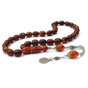 Yumurta Kesim Kahverengi Dev Boy Sıkma Kehribar Tesbih