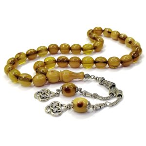 Tombul Beyzi Kesim Dik Damarlı Sarı Renk Kanayan Bağa Tesbih