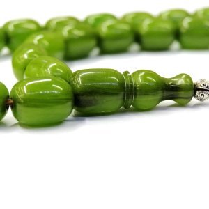 Kapsül Kesim Yeşil Renk Dik Damarlı Çubuk Malzeme Sıkma Kehribar Tesbih