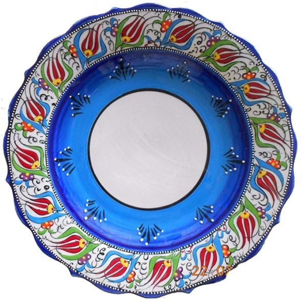 Oğuz Çini  30cm Çini mavi fotoğraf tabağı