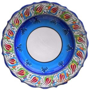 Oğuz Çini  30cm Çini mavi fotoğraf tabağı