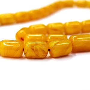 Osmanlı Saray Modeli Püsküllü Kapsül Kesim Sarı Sıkma Kehribar Tesbih