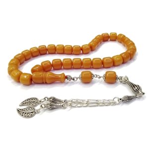 Kararmaz Metal Püsküllü Teker Kesim Mat Sarı Katalin Tesbih