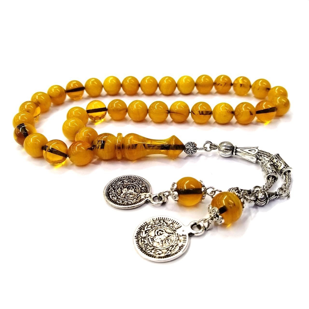 Küre Kesim Sarı Renk Sıkma Kehribar Tesbih