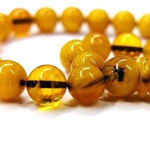 Küre Kesim Sarı Renk Sıkma Kehribar Tesbih