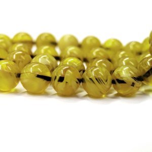 Küre Kesim Açık Sarı Renk Sıkma Kehribar Tesbih