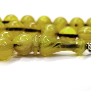 Küre Kesim Açık Sarı Renk Sıkma Kehribar Tesbih