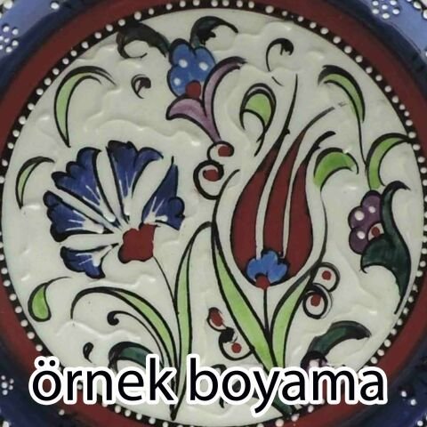 Boyanabilir 18cm Tahrirli Çini Bisküvi Tabak Lale Karanfil Desenli