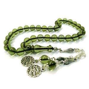 Küre Kesim Badem Yeşili Ateş Kehribar Tesbih