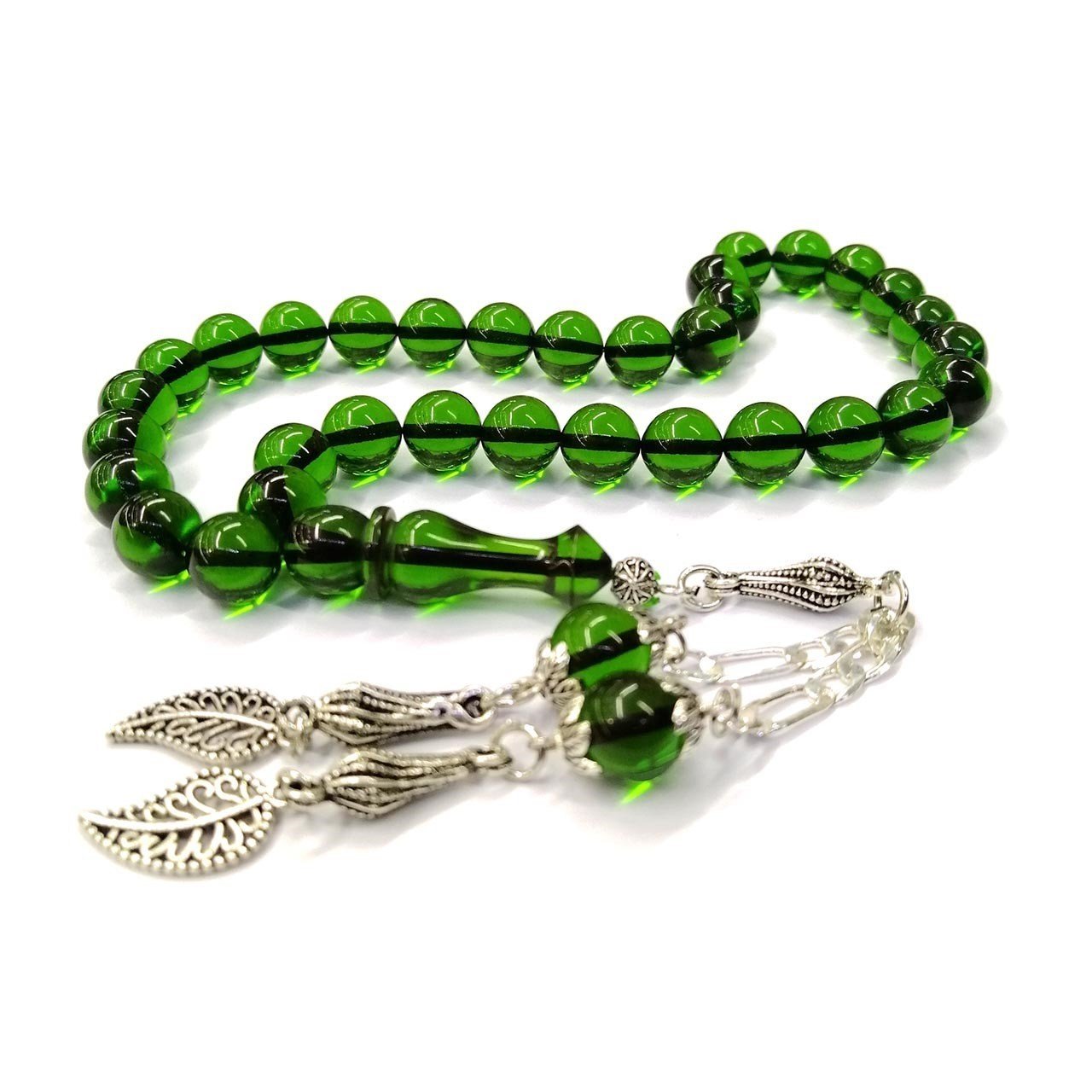 Küre Kesim Orman Yeşili Ateş Kehribar Tesbih