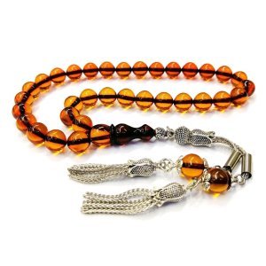 Küre Kesim Turuncu Süzme Ateş Kehribar Tesbih