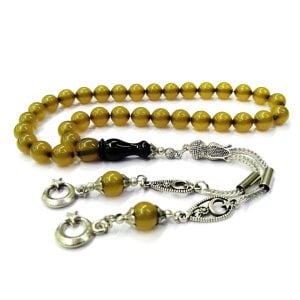 Küre Kesim Buğulu Yeşil Sıkma Kehribar Tesbih