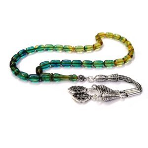 Gümüş Kaplama Püsküllü Kapsül Kesim Süzme Renk Sıkma Kehribar Tesbih