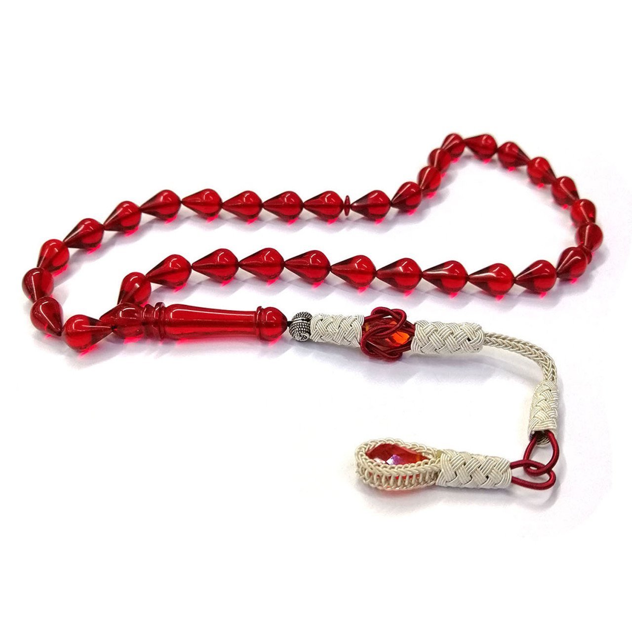 El Örmesi Kazaz Püsküllü Damla Kesim Kırmızı Ateş Kehribar Tesbih