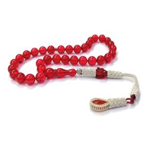 Bakır Kazaz Püsküllü Küre Kesim Kırmızı Ateş Kehribar Tesbih