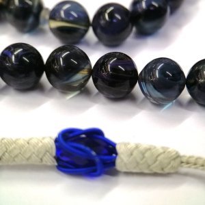 El Örmesi Kazaz Püsküllü Küre Kesim Lacivert Sıkma Kehribar Tesbih