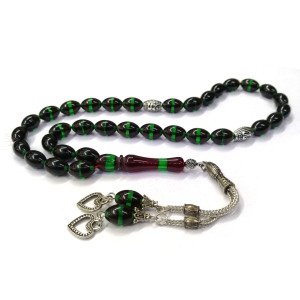 Kişiye Özel Harfli Sürmeli Toz Kehribar Tesbih