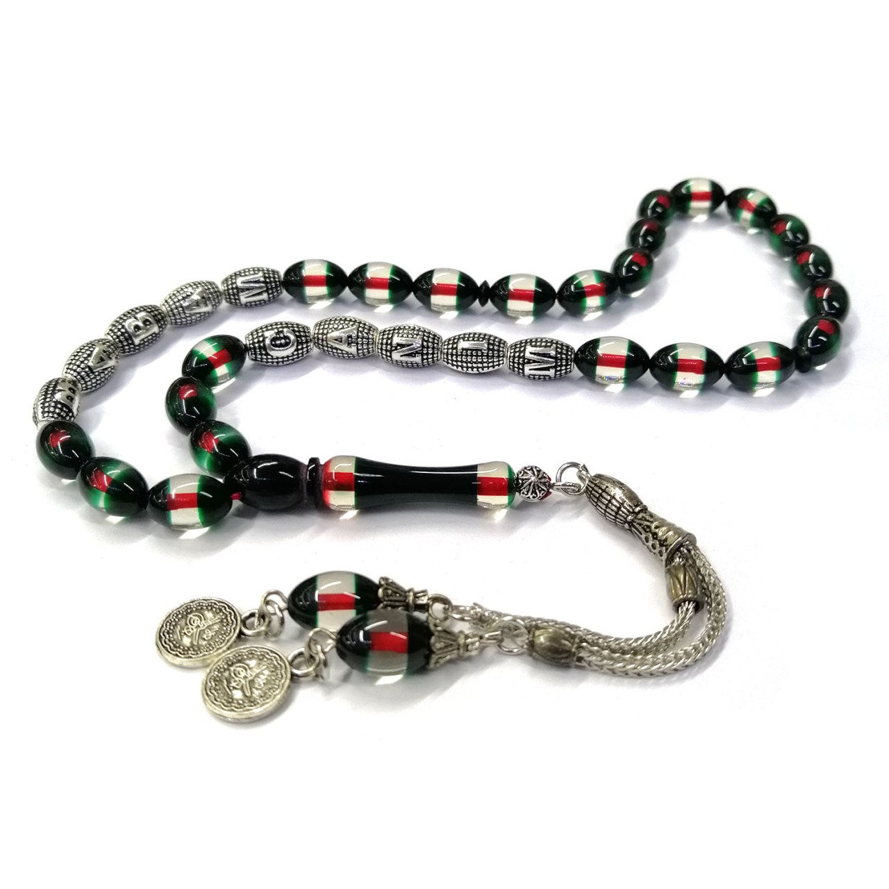 Kişiye Özel İsimli Sürmeli Toz Kehribar Tesbih