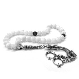 Kararmaz Metal Püsküllü Küre Kesim Sedef Doğaltaş Tesbih