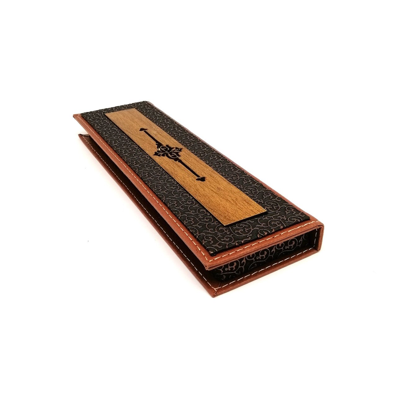 Ahşap Taba Rengi Deri Kaplama Tesbih Kutusu