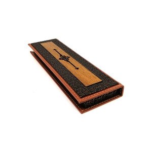 Ahşap Taba Rengi Deri Kaplama Tesbih Kutusu