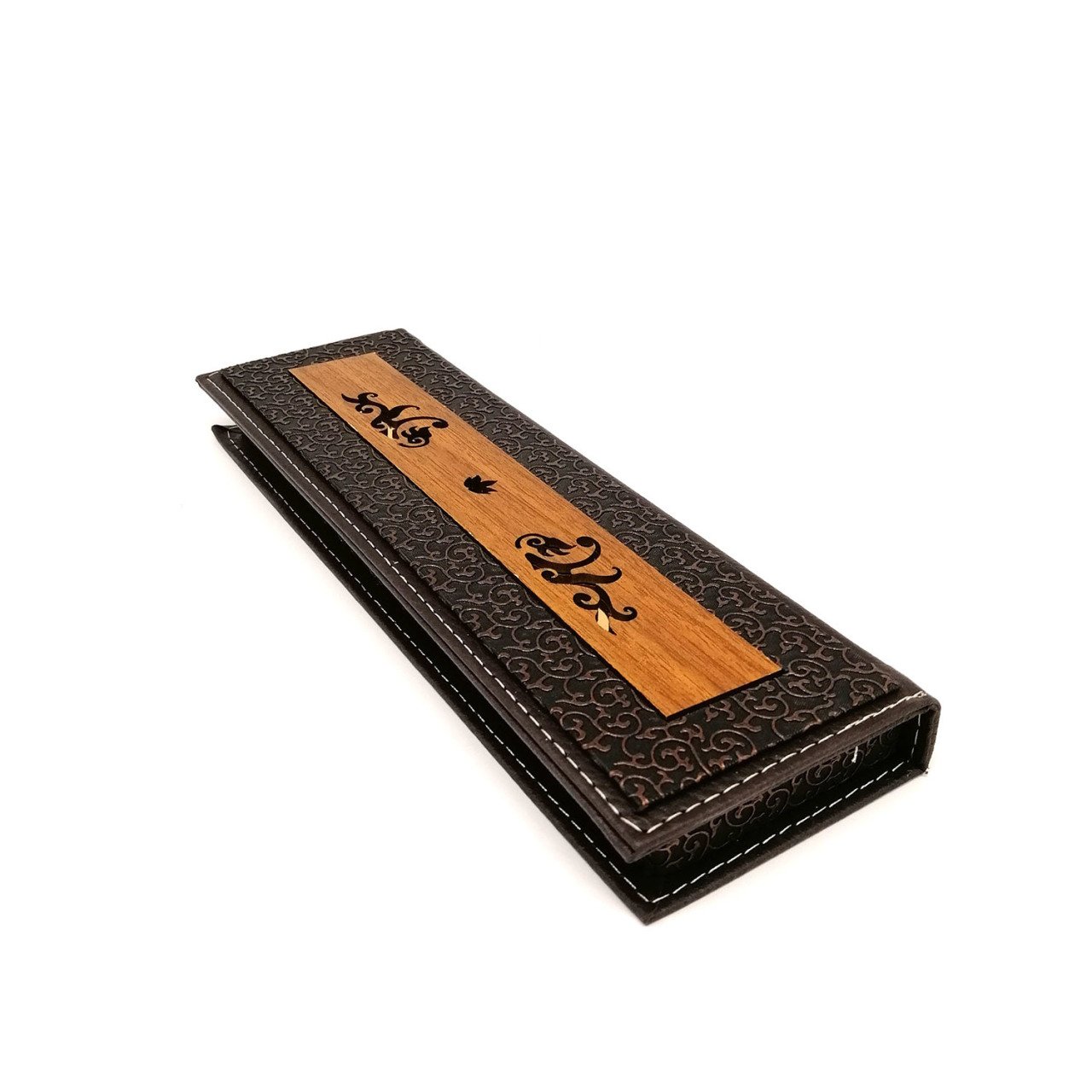 Ahşap Kahverengi Deri Kaplama Tesbih Kutusu