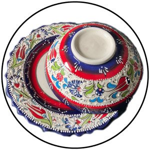 25cm Tabaklı 20cm Kaseli Dekoratif Hediyelik Seramik Kase