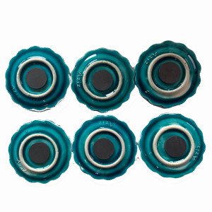 Seramik 6 Lı Buzdolabı Süsü Hediyelik Magnet Mıknatıslı Turkuaz Yeşil