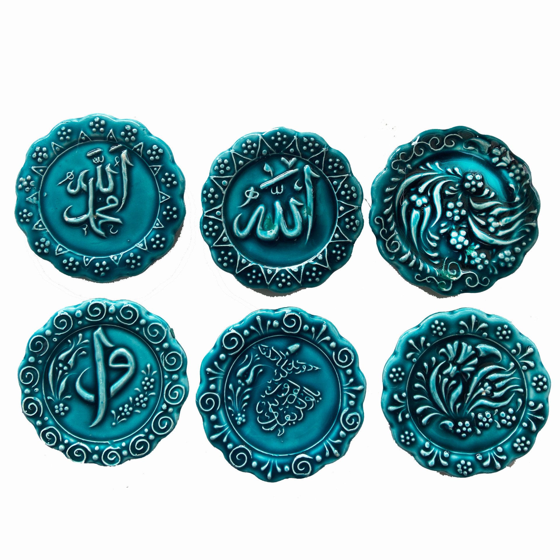 Seramik 6 Lı Buzdolabı Süsü Hediyelik Magnet Mıknatıslı Turkuaz Yeşil