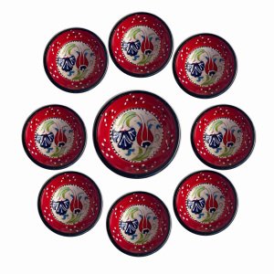 Çerezlik Seti 8 tane El Dekoru 8*3,5 cm Seramik  Kase 1 tane13*5,5 cm Kütahya Kase