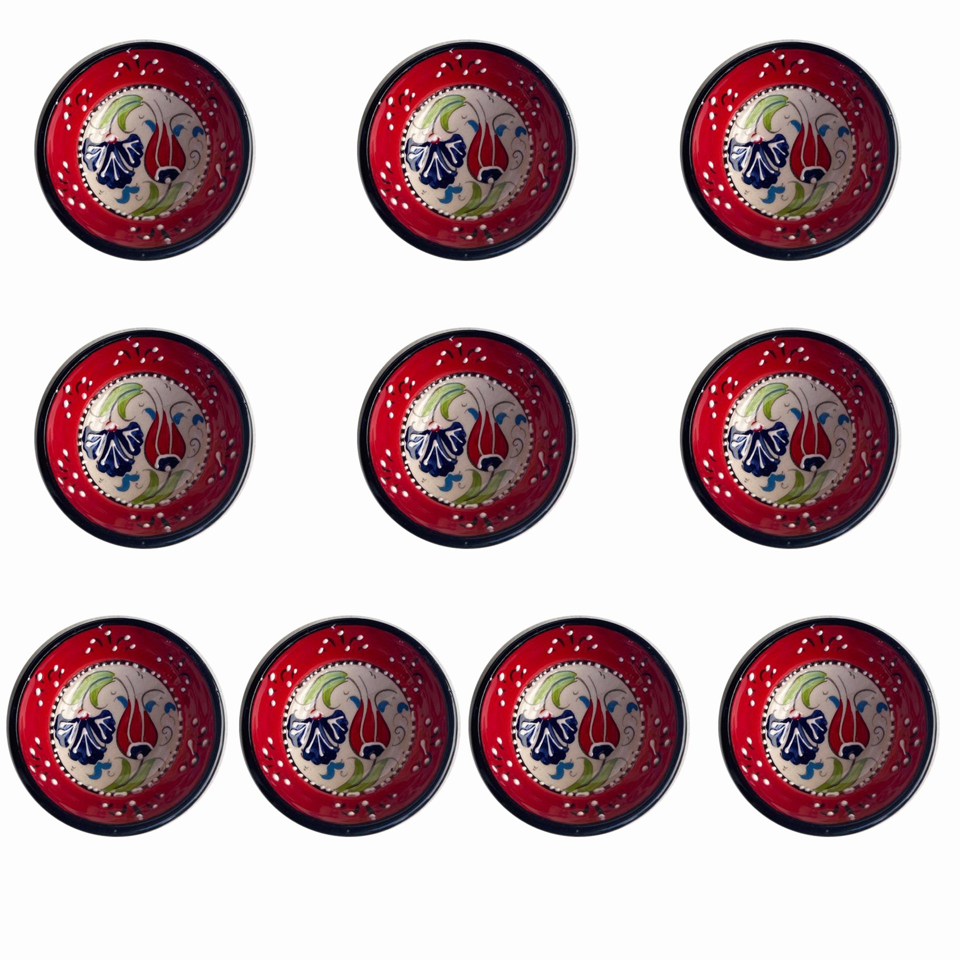 100 Lü Çerezlik El Dekoru 8*3,5 cm Seramik  Kütahya Kase