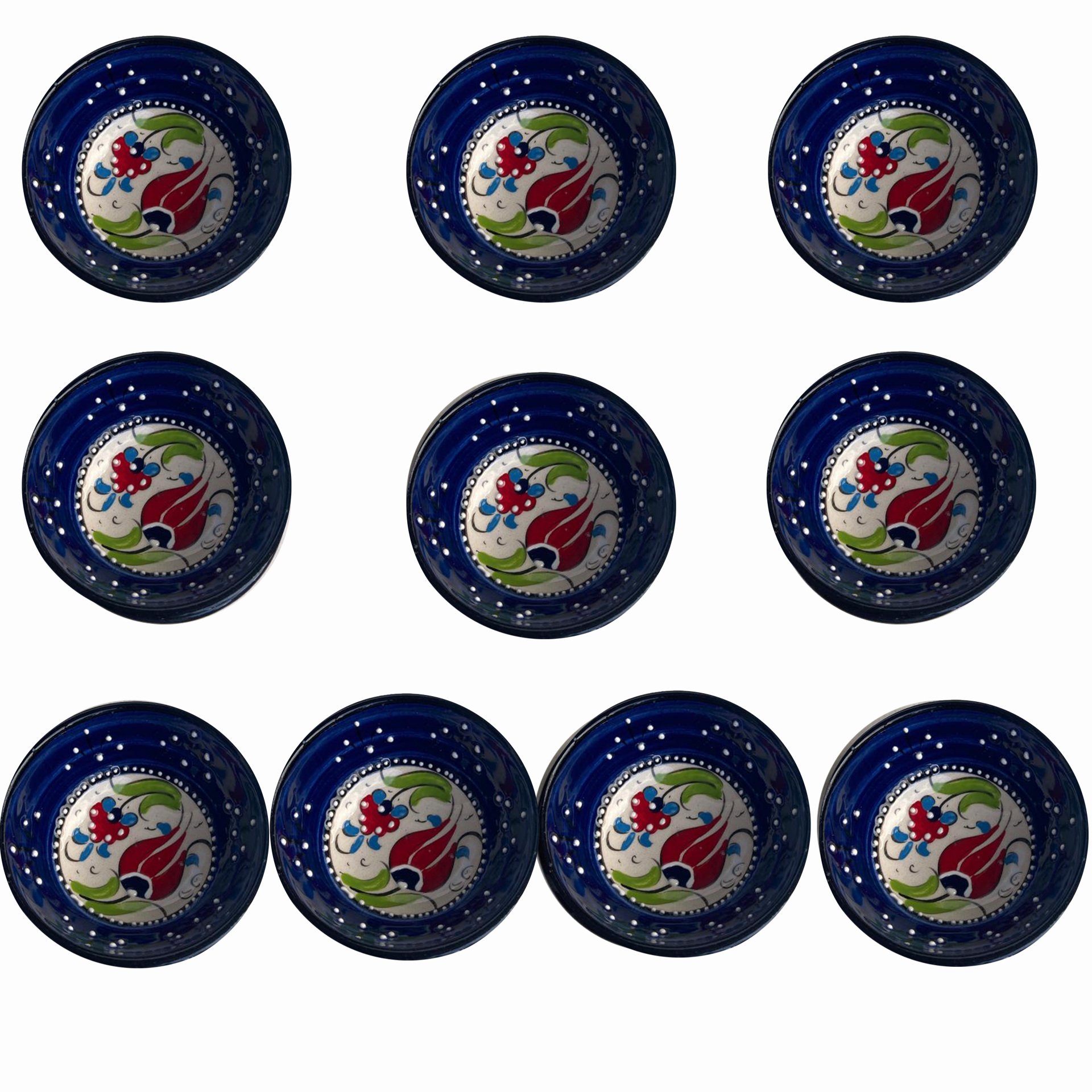 Lacivert 100 Lü Çerezlik El Dekoru 8*3,5 cm Seramik  Kütahya Kase