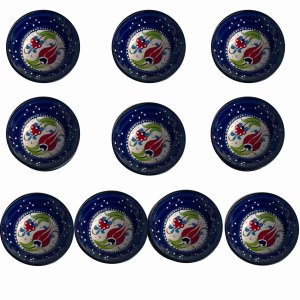 Lacivert 100 Lü Çerezlik El Dekoru 8*3,5 cm Seramik  Kütahya Kase