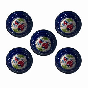 Lacivert 50 Li Çerezlik El Dekoru 8*3,5 cm Seramik  Kütahya Kase