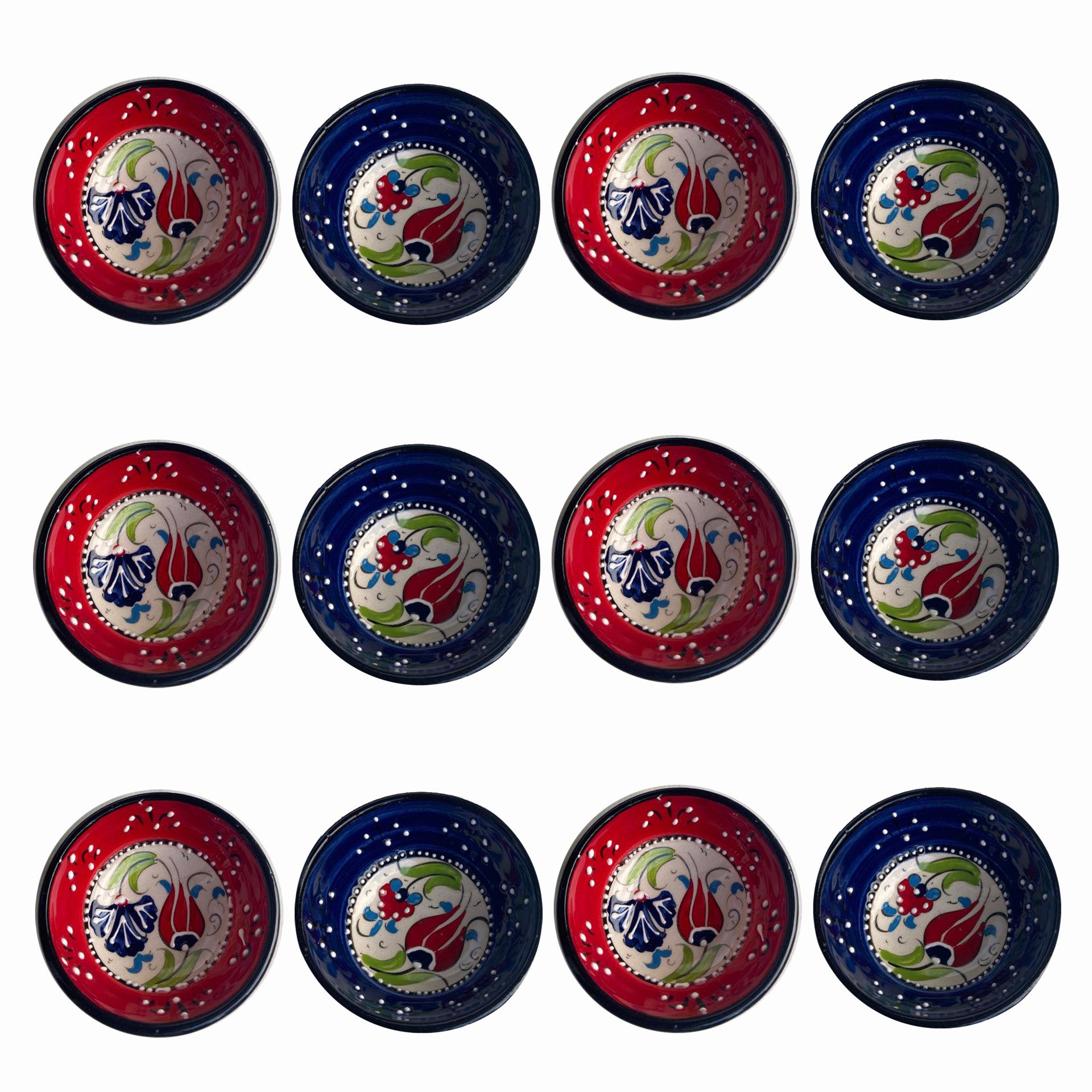 12 Li Çerezlik El Dekoru 8*3,5 cm Seramik  Kütahya Kase