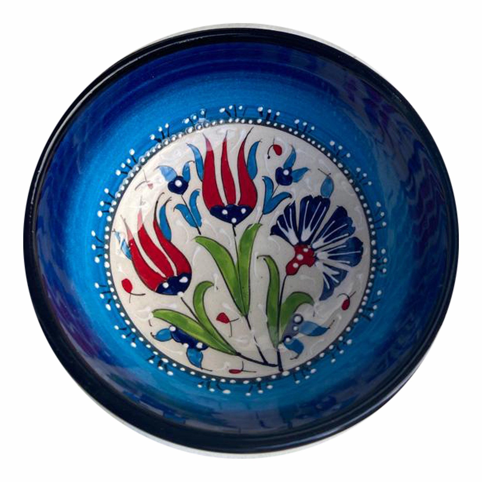 Lacivert Açık Mavi Çerezlik El Dekoru 13*5,5 cm Seramik  Kütahya Kase