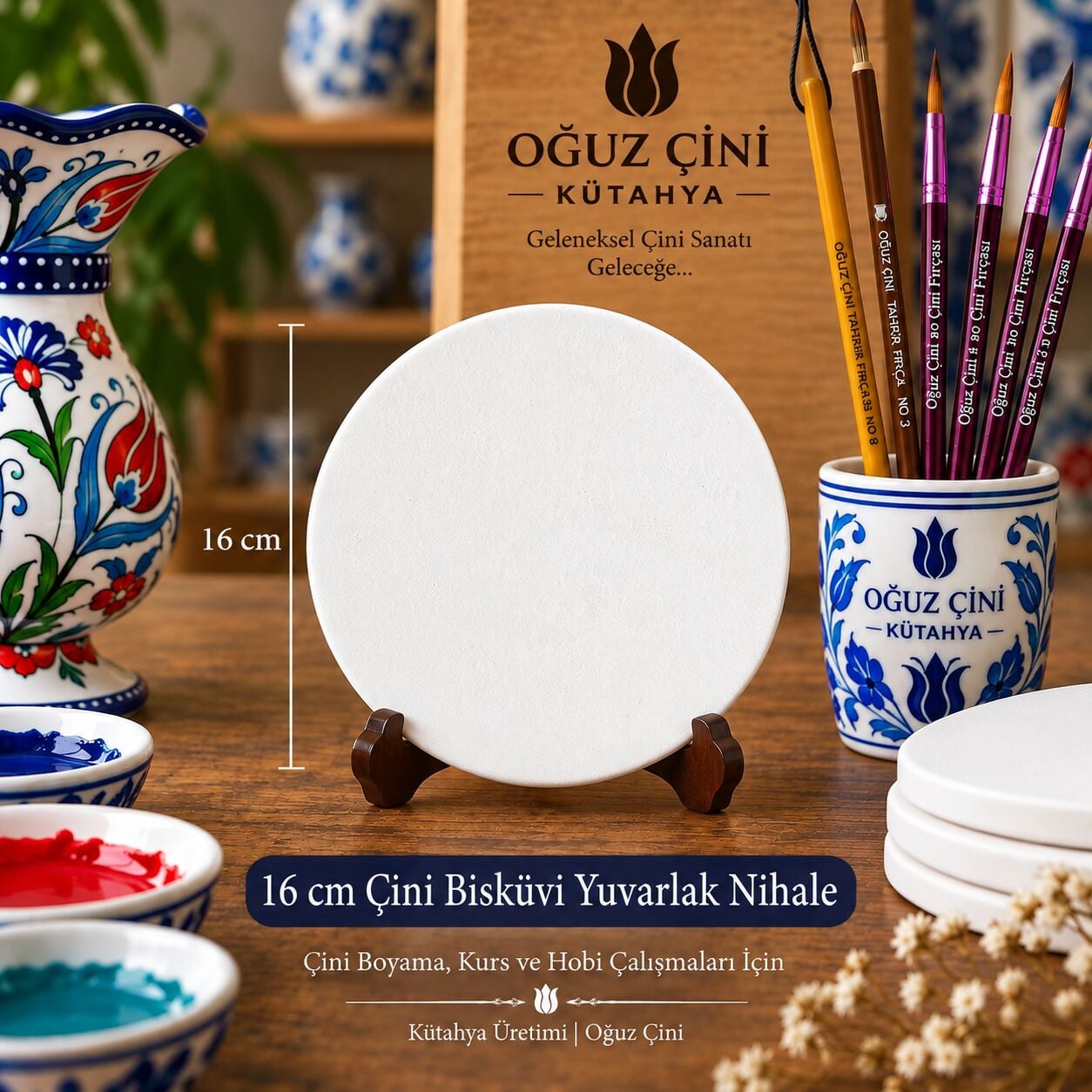 16 cm Çini Bisküvi Yuvarlak Nihale