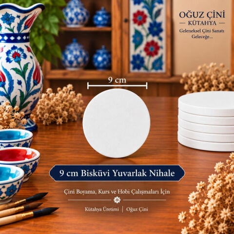 9 cm Çini Bisküvi Yuvarlak Nihale