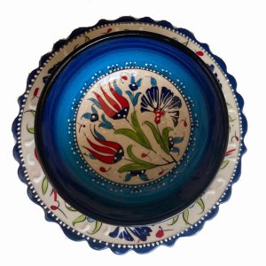 Tabaklı Çerezlik Pasta Seti 1 tane El Dekoru 13*5,5 cm Seramik  Kase 1 tane 18 cm Kütahya Pasta Tabağı