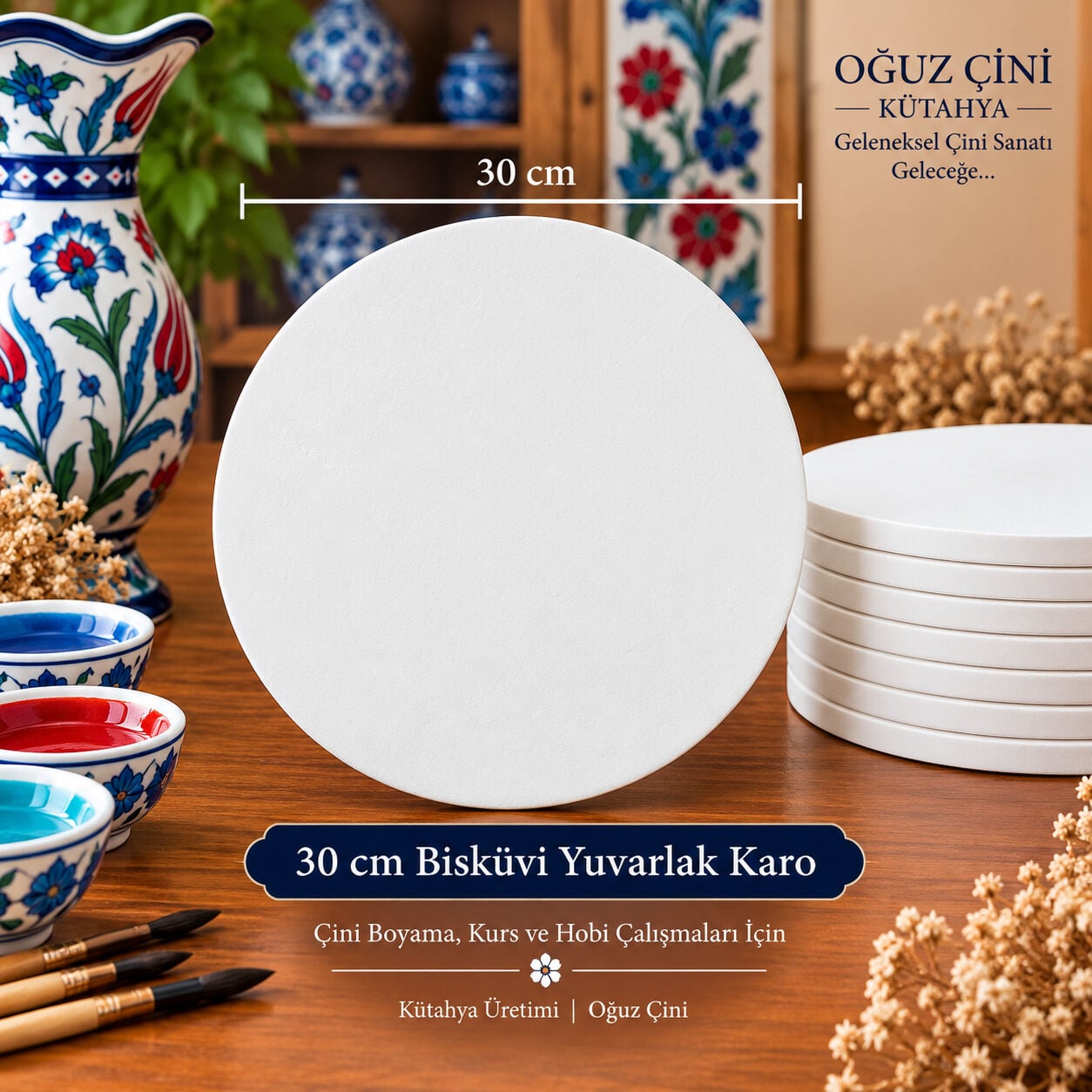 30 cm Bisküvi Yuvarlak Karo