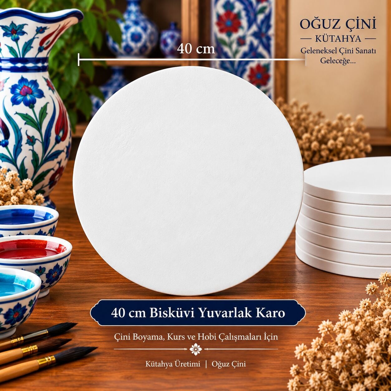 40 cm Bisküvi Yuvarlak Karo