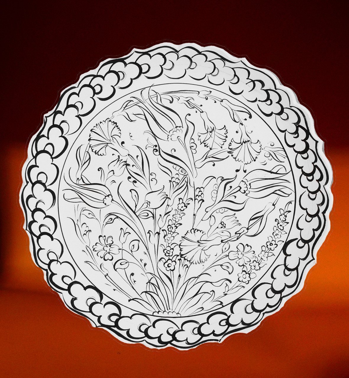 30cm Tahrirli Bisküvi Tabak Desen