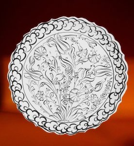 30cm Tahrirli Bisküvi Tabak Desen