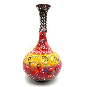 Oğuz Çini 30cm El Dekoru Kütahya Gözyaşı Vazo