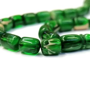 Sistemli Püsküllü Kapsül Kesim Yeşil Renk Usta İmzalı Sıkma Kehribar Tesbih