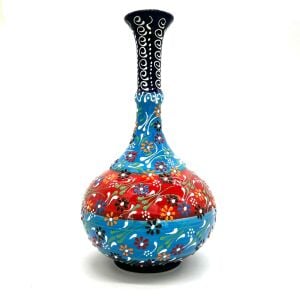 Oğuz Çini Dekoratif Ev Süsü 30cm Hediyelik Modern Seramik Kütahya Göz Yaşı Vazo 2